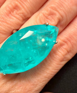 Incredible natural aquamarine silver ring, size O