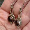 Vintage 925 Sterling Silver Smokey Quartz Drop Earring#118