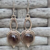 Vintage 925 Sterling Silver Smokey Quartz Drop Earring#118