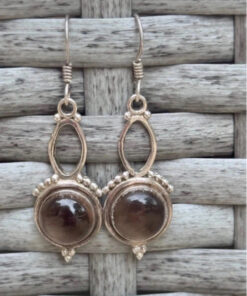 Vintage 925 Sterling Silver Smokey Quartz Drop Earring