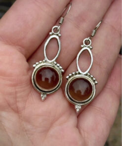 Vintage 925 Sterling Silver Smokey Quartz Drop Earring#118