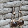 Vintage 925 Sterling Silver Smokey Quartz Drop Earring#118