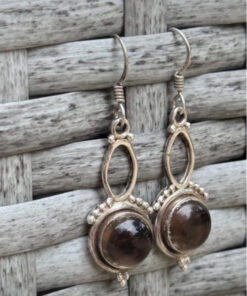 Vintage 925 Sterling Silver Smokey Quartz Drop Earring