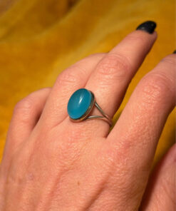 natural Aqua Chalcedony Sterling Silver Ring N#113