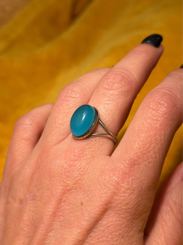 natural Aqua Chalcedony Sterling Silver Ring N#113