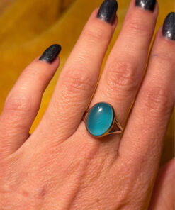 natural Aqua Chalcedony Sterling Silver Ring N