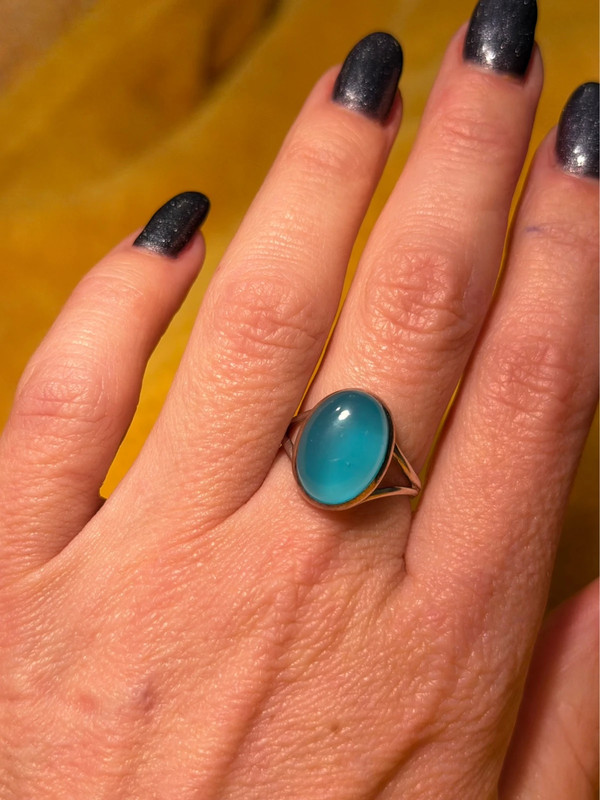 natural Aqua Chalcedony Sterling Silver Ring N#113