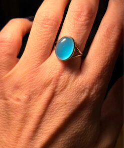 natural Aqua Chalcedony Sterling Silver Ring N#113