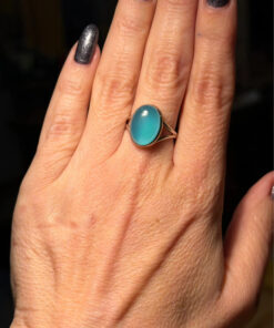 natural Aqua Chalcedony Sterling Silver Ring N
