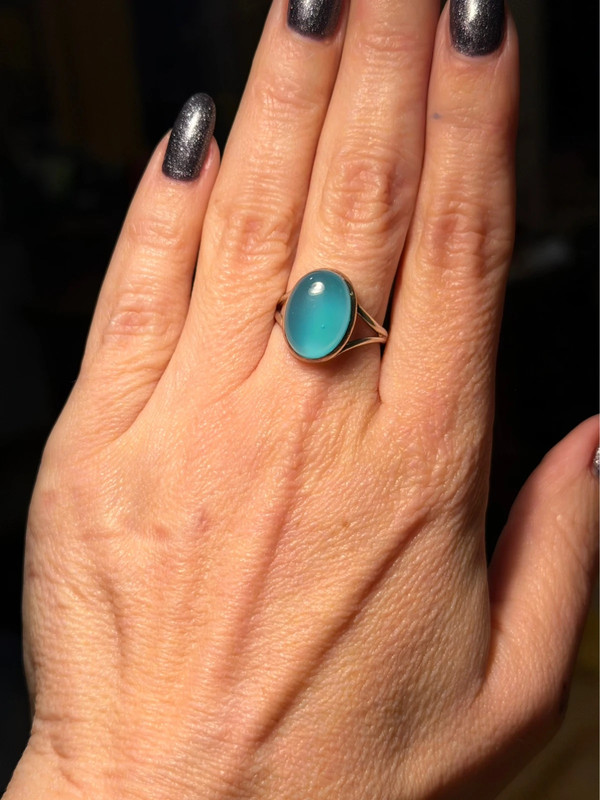natural Aqua Chalcedony Sterling Silver Ring N#113