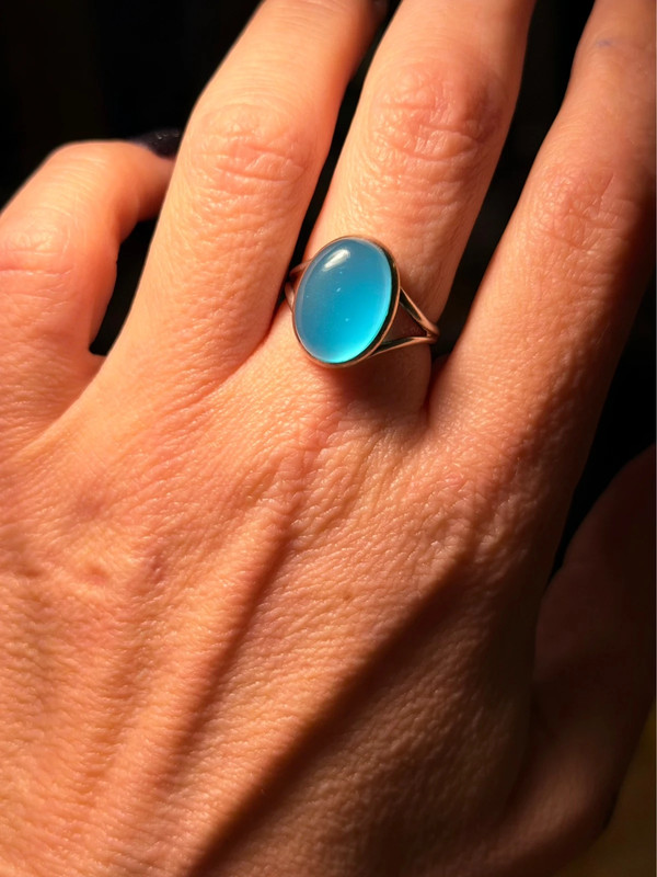 natural Aqua Chalcedony Sterling Silver Ring N#113