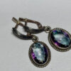 Natural Mystic Topaz Earrings-925 Sterling Silver#113