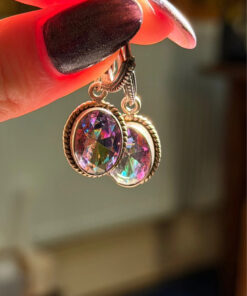 Natural Mystic Topaz Earrings-925 Sterling Silver