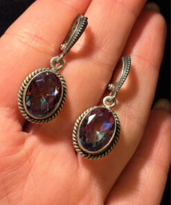 Natural Mystic Topaz Earrings-925 Sterling Silver
