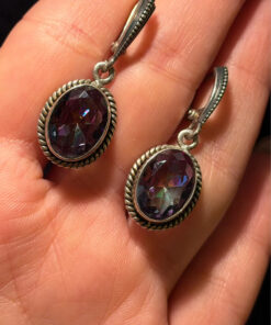Natural Mystic Topaz Earrings-925 Sterling Silver