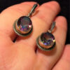 Natural Mystic Topaz Earrings-925 Sterling Silver#113