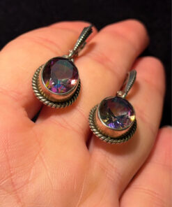 Natural Mystic Topaz Earrings-925 Sterling Silver