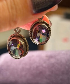 Natural Mystic Topaz Earrings-925 Sterling Silver