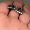 Vintage 925 Sterling Silver Garnet Glass Drop Earring#4
