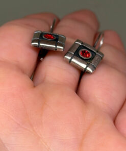 Vintage 925 Sterling Silver Garnet Glass Drop Earring