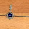 925 Sterling Silver Lapis Feather Bracelet -17cm#14