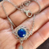 925 Sterling Silver Lapis Feather Bracelet -17cm#14