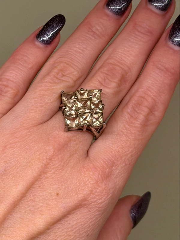 925 Sterling Silver Cz Paving Ring -UK Size N#13