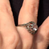 Vintage rose quartz silver ring , M UK#114