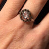 Vintage rose quartz silver ring , M UK#114