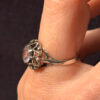 Vintage rose quartz silver ring , M UK#114