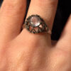 Vintage rose quartz silver ring , M UK#114