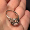 Vintage rose quartz silver ring , M UK#114
