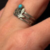 Vintage Soviet nickel silver ring with turquoise, UK size O