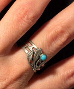 Vintage Soviet nickel silver ring with turquoise, UK size O
