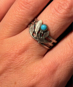 Vintage Soviet nickel silver ring with turquoise, UK size O