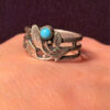 Vintage Soviet nickel silver ring with turquoise, UK size O