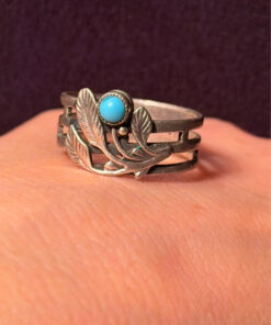 Vintage Soviet nickel silver ring with turquoise, UK size O