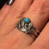 Vintage Soviet nickel silver ring with turquoise, UK size O