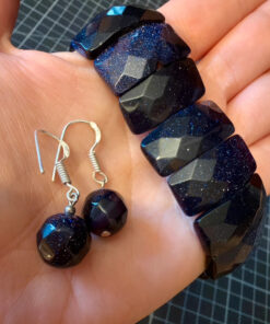 A set made of natural aventurine: silver earrings and a bracelet, plus a gift