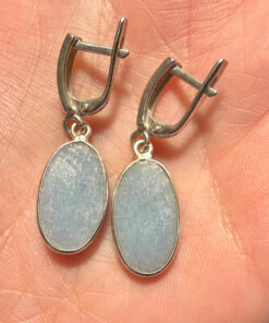 Natural angelite silver earrings high quality#119