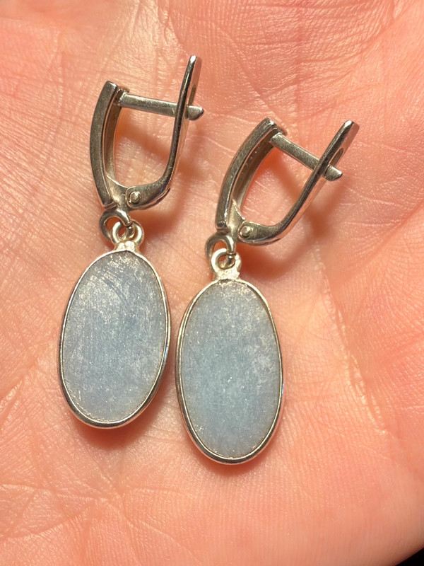 Natural angelite silver earrings high quality#119