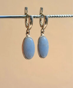 Natural angelite silver earrings high quality