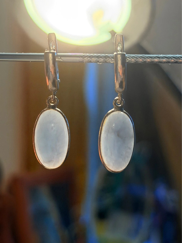 Natural angelite silver earrings high quality#119