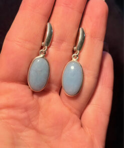 Natural angelite silver earrings high quality