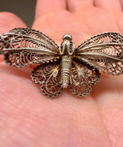 Incredible vintage silver 800 butterfly brooch#120