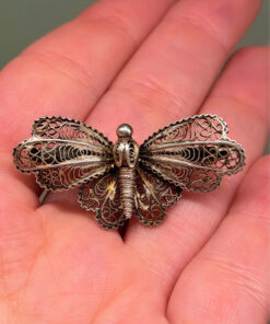 Incredible vintage silver 800 butterfly brooch