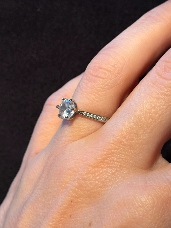Silver ring with sparkling stone, K½ adjustable, #119