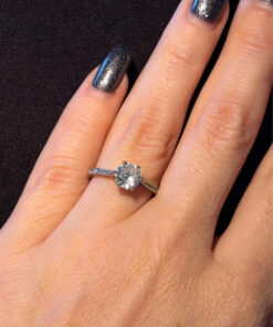 Silver ring with sparkling stone, K½ adjustable, #119