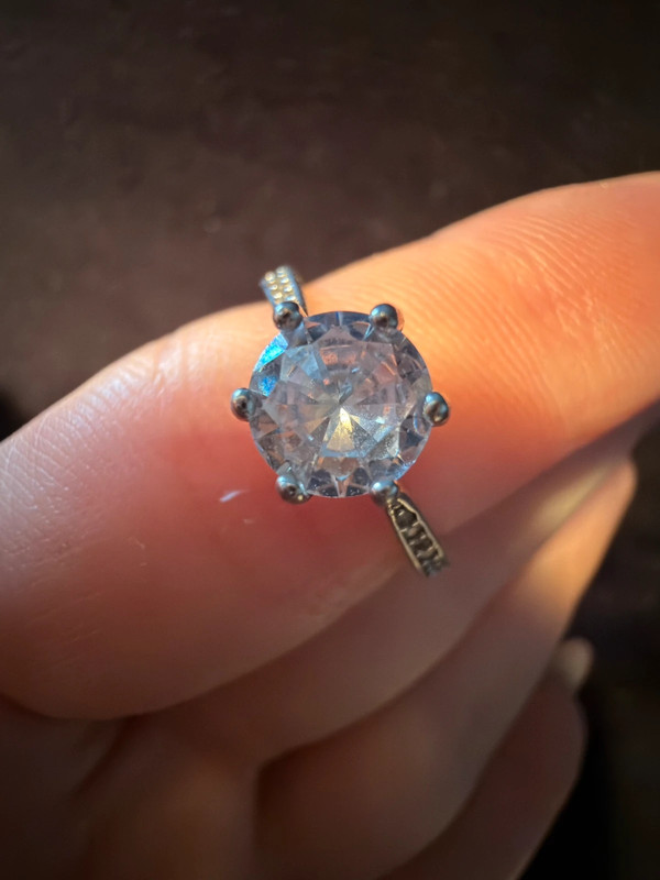 Silver ring with sparkling stone, K½ adjustable, #119