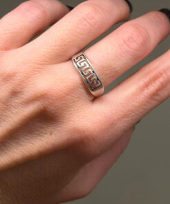 925sterling silver Greek Key cut-out ring size R